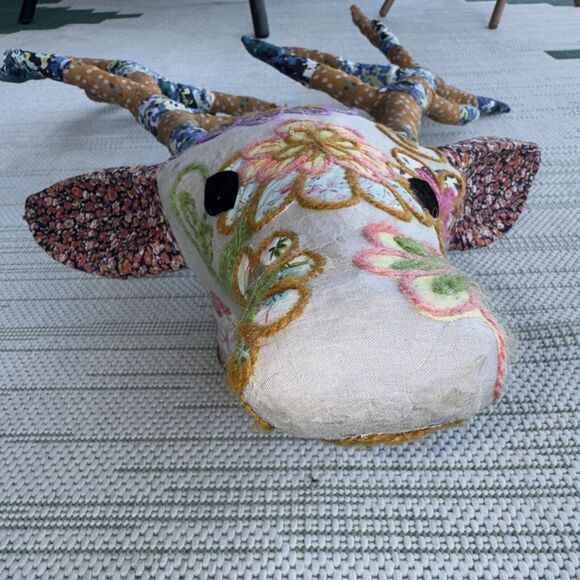 32" HUGE Fabric Deer Head Wall Decor Boho Shabby Chic Cottage Farmhouse Art - Picture 9 of 12